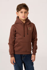 Boy's Tomato Slim Fit Long Sleeve Hoodie Sweatshirt With Front Kangaroo Pocket
