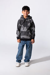Boy's Slim Fit Long Sleeved Camo Melton Sweatshirt With Hood