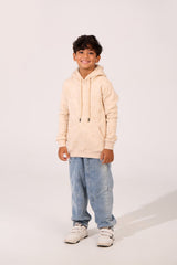 Boy's Slim Fit Melton Hooded Sweatshirt With A Front Pocket