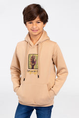 Boy's Tomato Hooded Sweatshirt Printed In Melton Material
