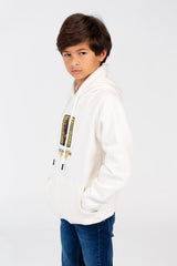Boy's Tomato Hooded Sweatshirt Printed In Melton Material