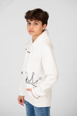 Boy's Hoodie Sweatshirt With Crown Print And Front Pocket