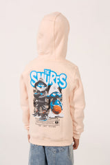 Boy's Smurfs Print Slim Fit Melton Long Sleeve Hoodie Sweatshirt