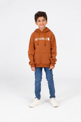 Boy's Long Sleeved Hooded Sweatshirt With Text Print On The Front