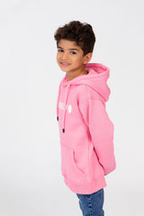Boy's Long Sleeved Hooded Sweatshirt With Text Print On The Front