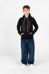 Boy's Basic Hoodie With Kangaroo Pocket And Long Sleeves