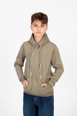 Boy's Basic Hoodie With Kangaroo Pocket And Long Sleeves