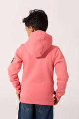Boy's Slim Fit Melton Sweatshirt With A Hood And Long Sleeves