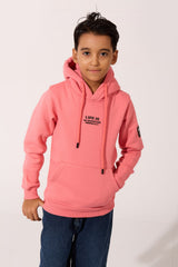 Boy's Slim Fit Melton Sweatshirt With A Hood And Long Sleeves