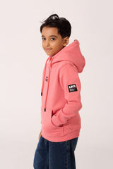 Boy's Slim Fit Melton Sweatshirt With A Hood And Long Sleeves