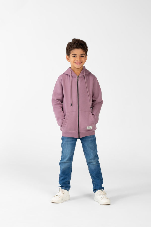 Boy's Sweatshirt With Full Zip And Front Pockets