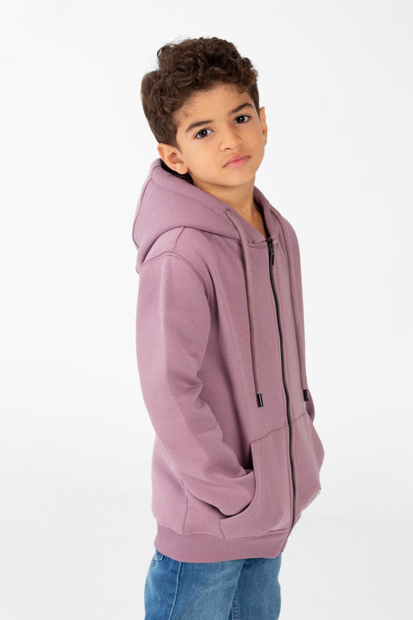 Boy's Sweatshirt With Full Zip And Front Pockets
