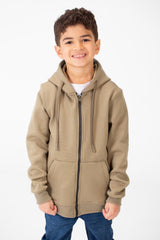 Boy's Basic Hood Sweatshirt With Full Zippers