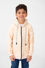 Boy's Basic Hood Sweatshirt With Full Zippers