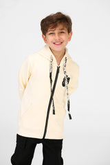 Boy's Tomato Long Sleeve Zipper Sweatshirt With Pockets