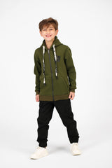 Boy's Tomato Long Sleeve Zipper Sweatshirt With Pockets