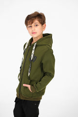 Boy's Tomato Long Sleeve Zipper Sweatshirt With Pockets