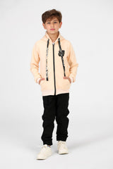 Boy's Tomato Long Sleeve Zipper Sweatshirt With Pockets