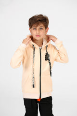 Boy's Tomato Long Sleeve Zipper Sweatshirt With Pockets