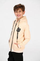 Boy's Tomato Long Sleeve Zipper Sweatshirt With Pockets