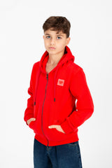 Boy's Tomato Full Zip Hood Sweatshirt