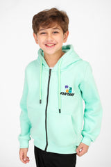 Boy's Printed Hooded Zip-Up Sweatshirt