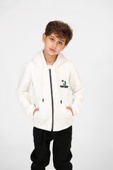 Boy's Printed Hooded Zip-Up Sweatshirt