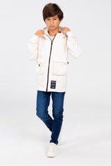 Boy's Hood Sweatshirt With Front Zipper And Pockets