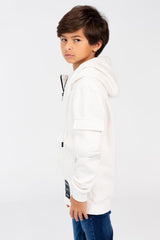 Boy's Hood Sweatshirt With Front Zipper And Pockets
