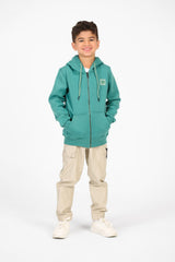 Boy's Tomato Basic Hood Sweatshirt With Full Zip Closure