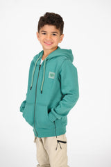 Boy's Tomato Basic Hood Sweatshirt With Full Zip Closure