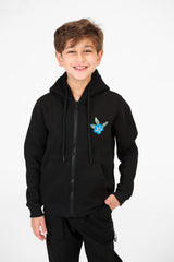 Boy's Zippered Sweatshirt With Front And Back Print