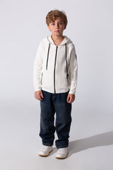 Boy's Tomato Slim Fit Cotton Pullover With Zipper And Hood