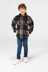 Boy's Checkered Hooded Shirt With Full Zip