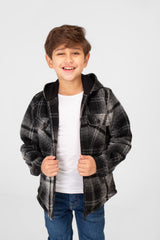 Boy's Checkered Hooded Shirt With Full Zip