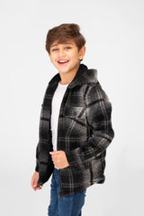 Boy's Checkered Hooded Shirt With Full Zip