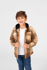 Boy's Checkered Hooded Shirt With Full Zip