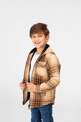 Boy's Checkered Hooded Shirt With Full Zip