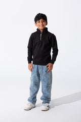 سويت شيرت بويز ضيق بفتحة نصف سحاب أمامية بأكمام طويلة