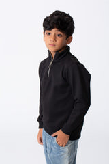 سويت شيرت بويز ضيق بفتحة نصف سحاب أمامية بأكمام طويلة