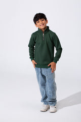 Boy's Slim Fit Front Half Zip Sweatshirt With Long Sleeves
