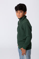 Boy's Slim Fit Front Half Zip Sweatshirt With Long Sleeves