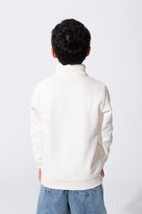 Boy's Slim Fit Front Half Zip Sweatshirt With Long Sleeves