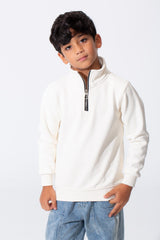 Boy's Slim Fit Front Half Zip Sweatshirt With Long Sleeves