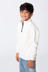 Boy's Slim Fit Front Half Zip Sweatshirt With Long Sleeves