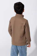 Boy's Slim Fit Front Half Zip Sweatshirt With Long Sleeves
