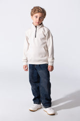 Boy's Half Zip Slim Fit Sweatshirt With Front Kangaroo Pocket