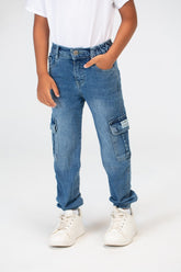 بنطلون جينز شروال للأولاد بجيوب جانبية تصميم حديث وفريد