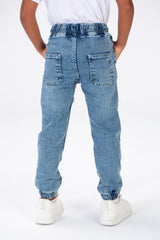 Boys Jeans Pants With Elastic Waistband And Tomato Logo On The Back