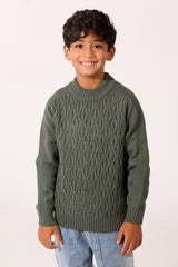 Boy's Tomato Slim Fit Knit Sweater Pullover With Round Neck And Long Sleeves In Comfortable And Modern Design